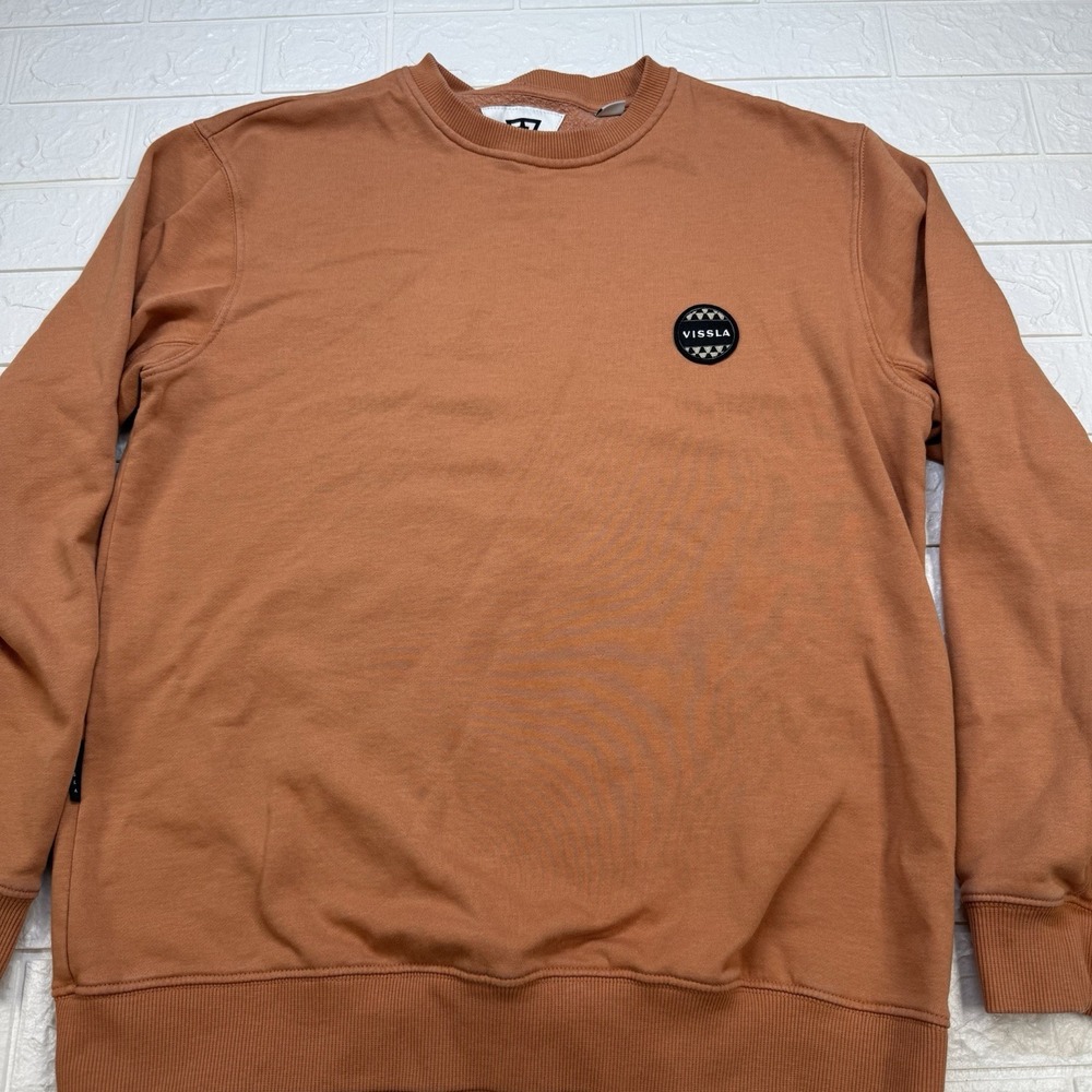 Vissla Graphic Crewneck Sweatshirt Orange Mens Large Logo Fleece Pullover